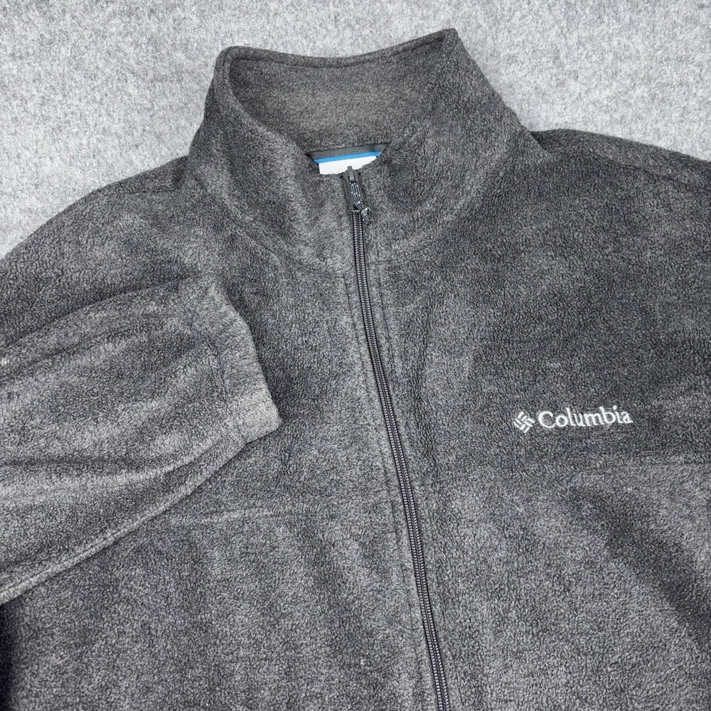 Columbia Jacket Mens Xl Gray Fleece Full Zip Outdoor Casual Hiking Lightweight
